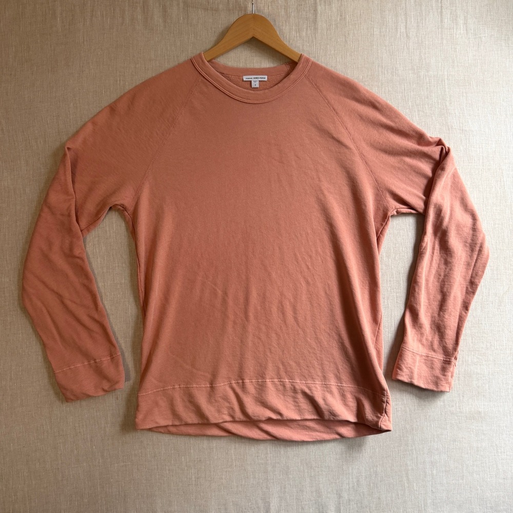 Standard James Perse Raglan Sweatshirt Salmon Pink Cotton French Terry